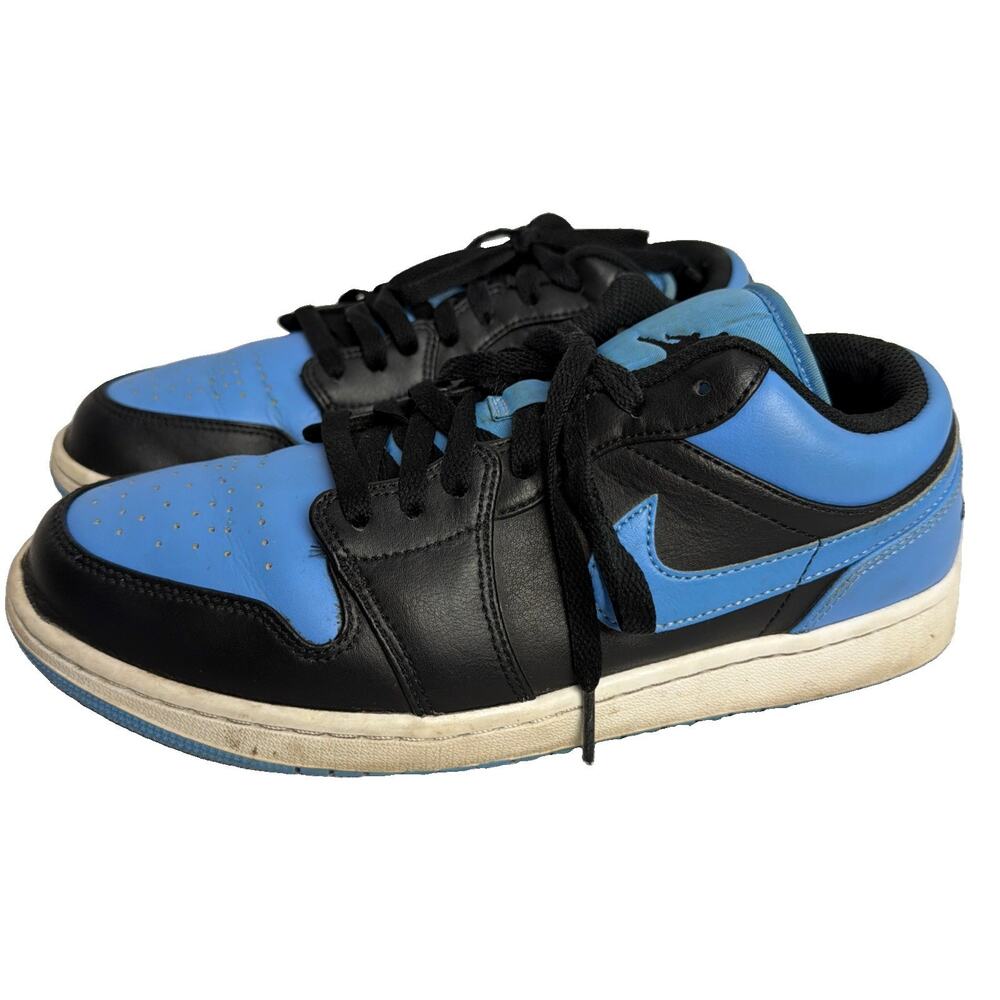 Nike Air Jordan 1 Low Mens 9 Black University Blue Basketball Shoes Sneakers